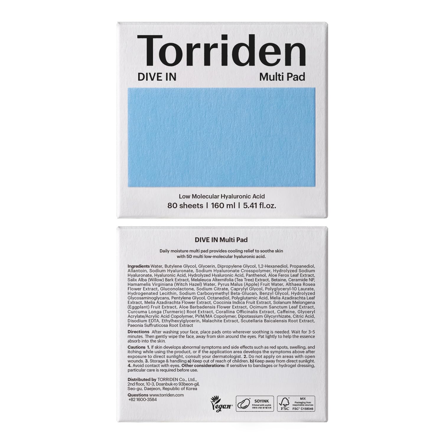 Torriden DIVE IN pad moisture dispersion across skin surface.