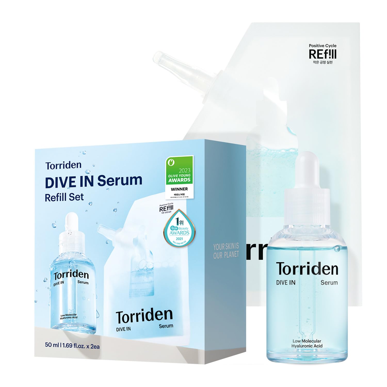 Torriden DIVE IN Serum bottle showing lightweight hydration for glow-ready skin.
