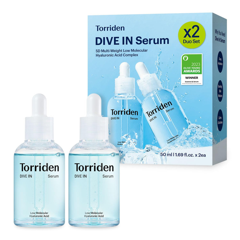 Torriden DIVE IN serum bottle shows a hydrating base for makeup prep.