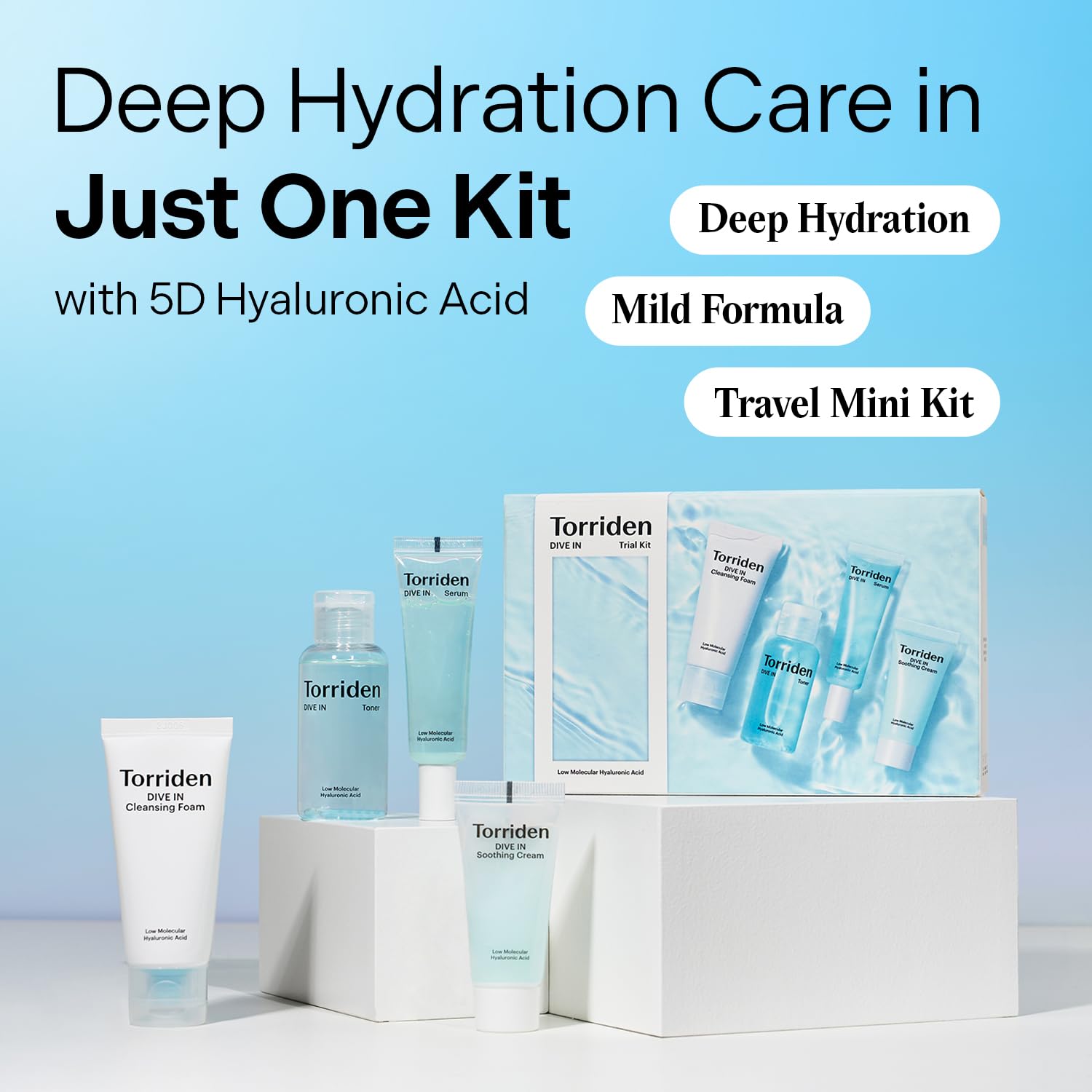 Torriden DIVE IN serum dropper delivering intense hydration and dewy look.