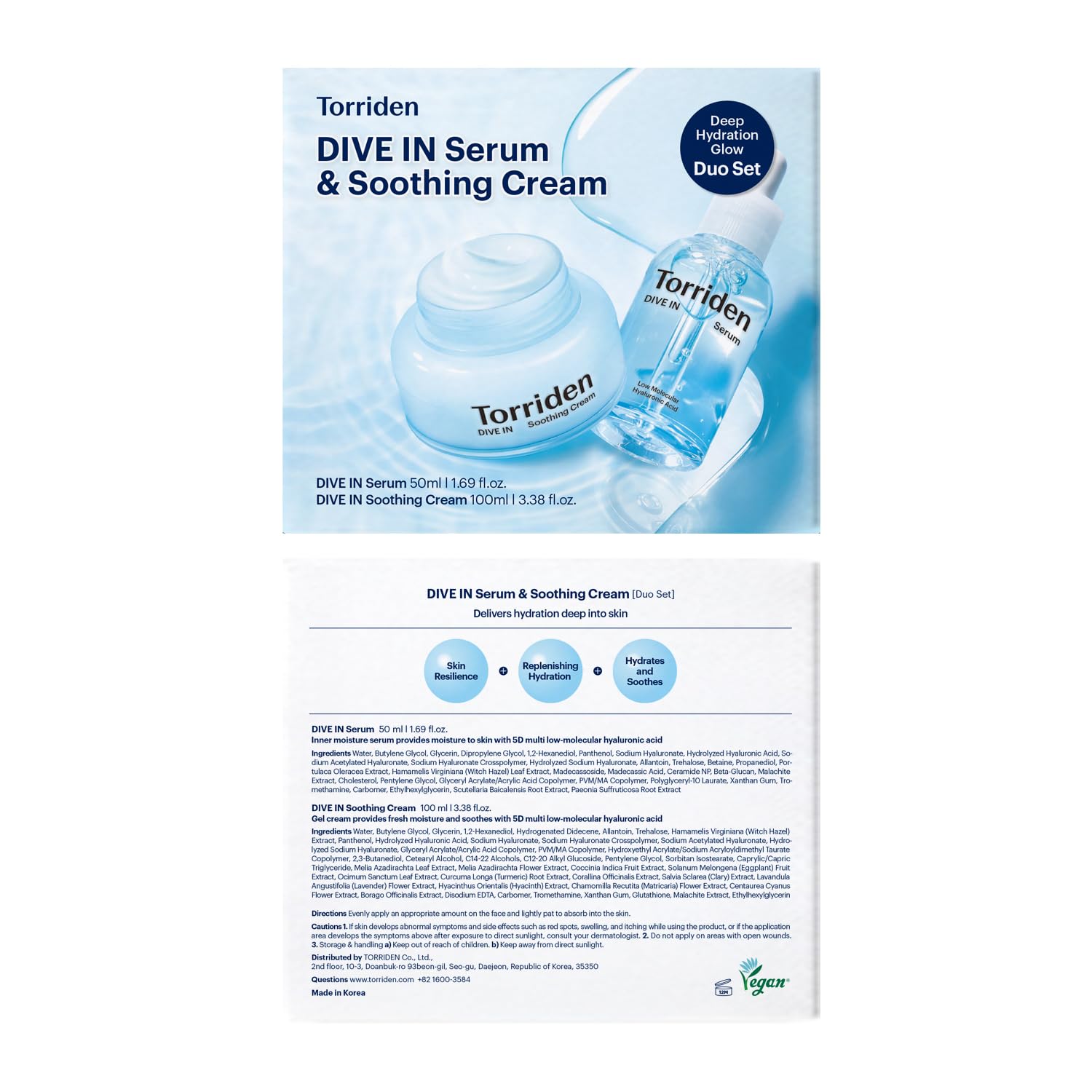 Torriden set display image highlights easy dual-step routine for daily hydration.