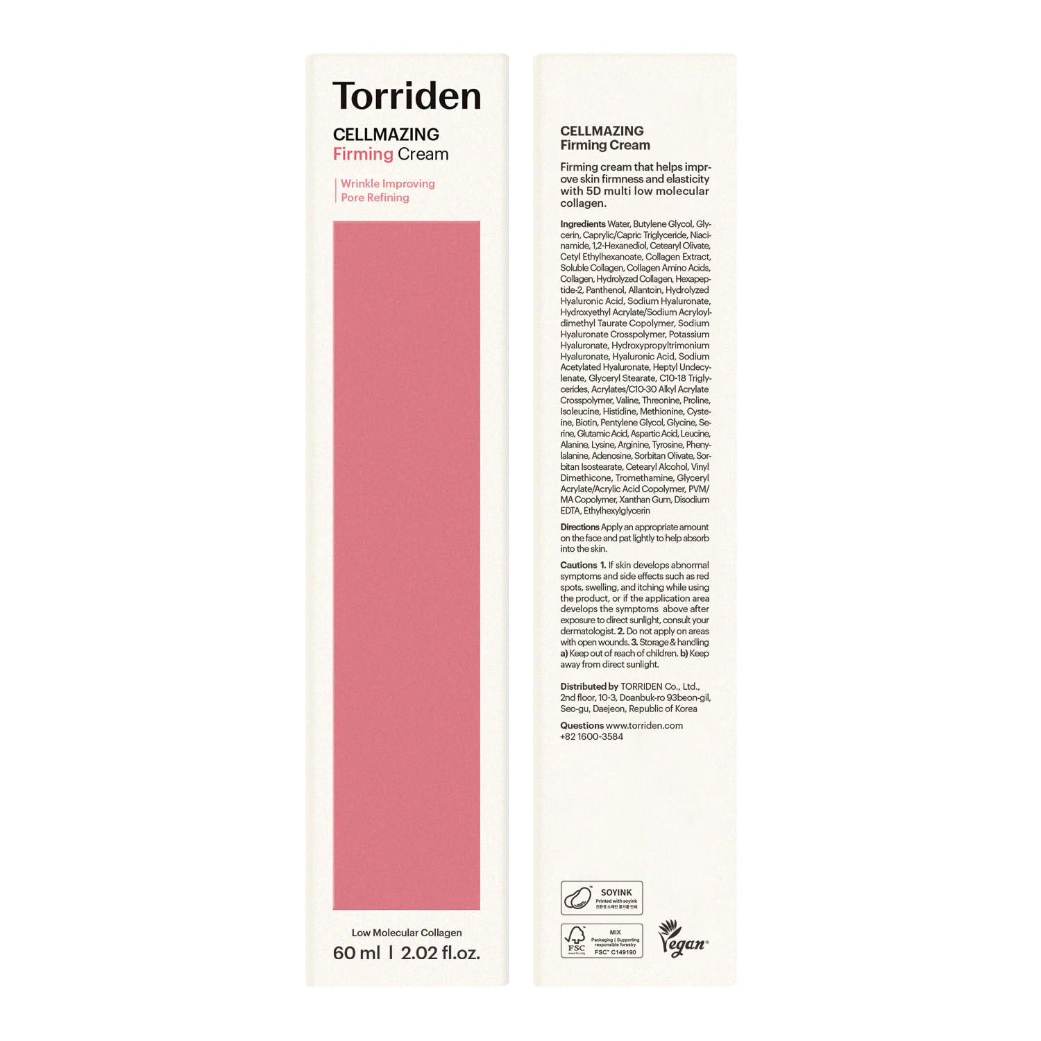 Torriden eco-friendly ink labels on box promote sustainable packaging