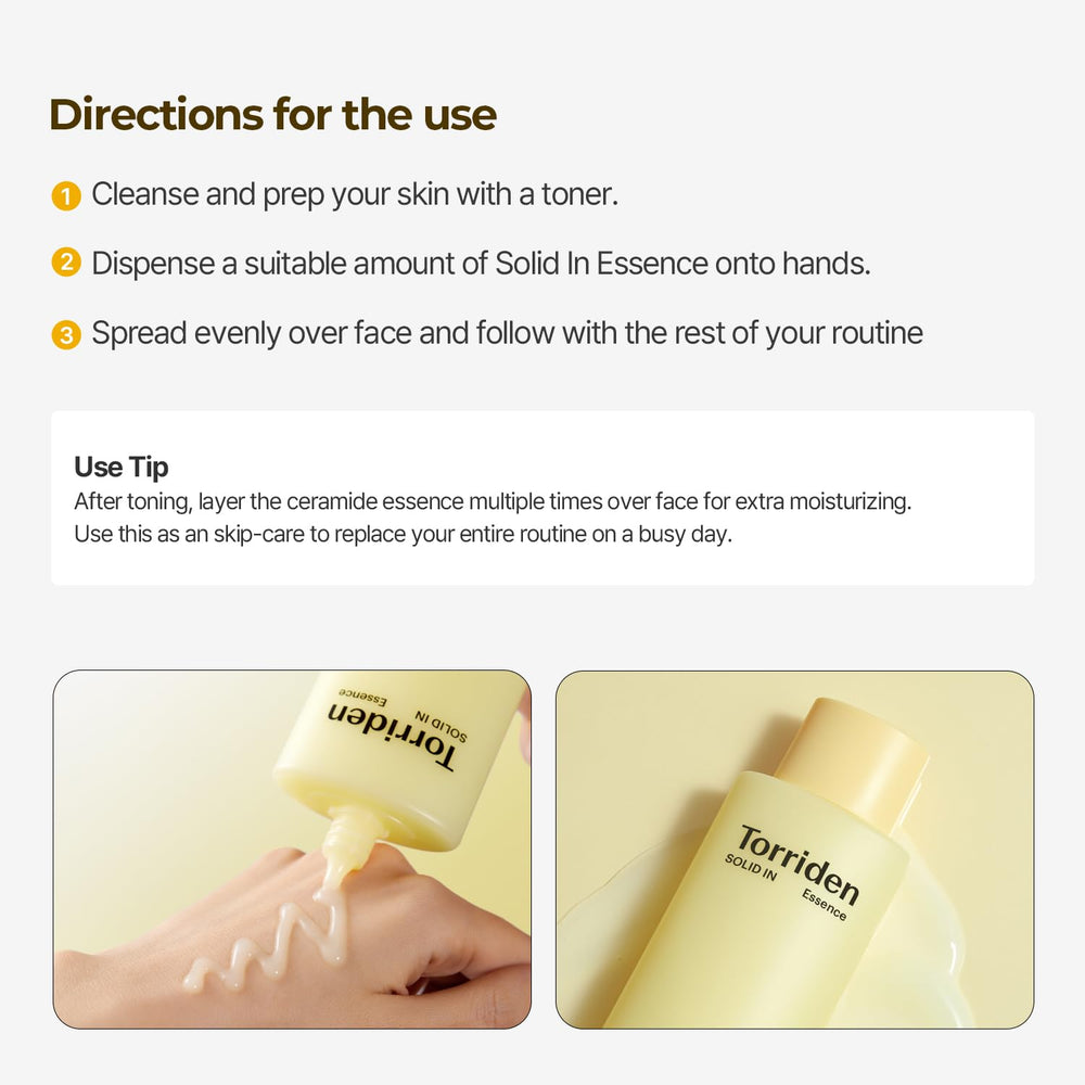 Torriden SOLID IN Ceramide Essence vegan cruelty-free certification stamp.