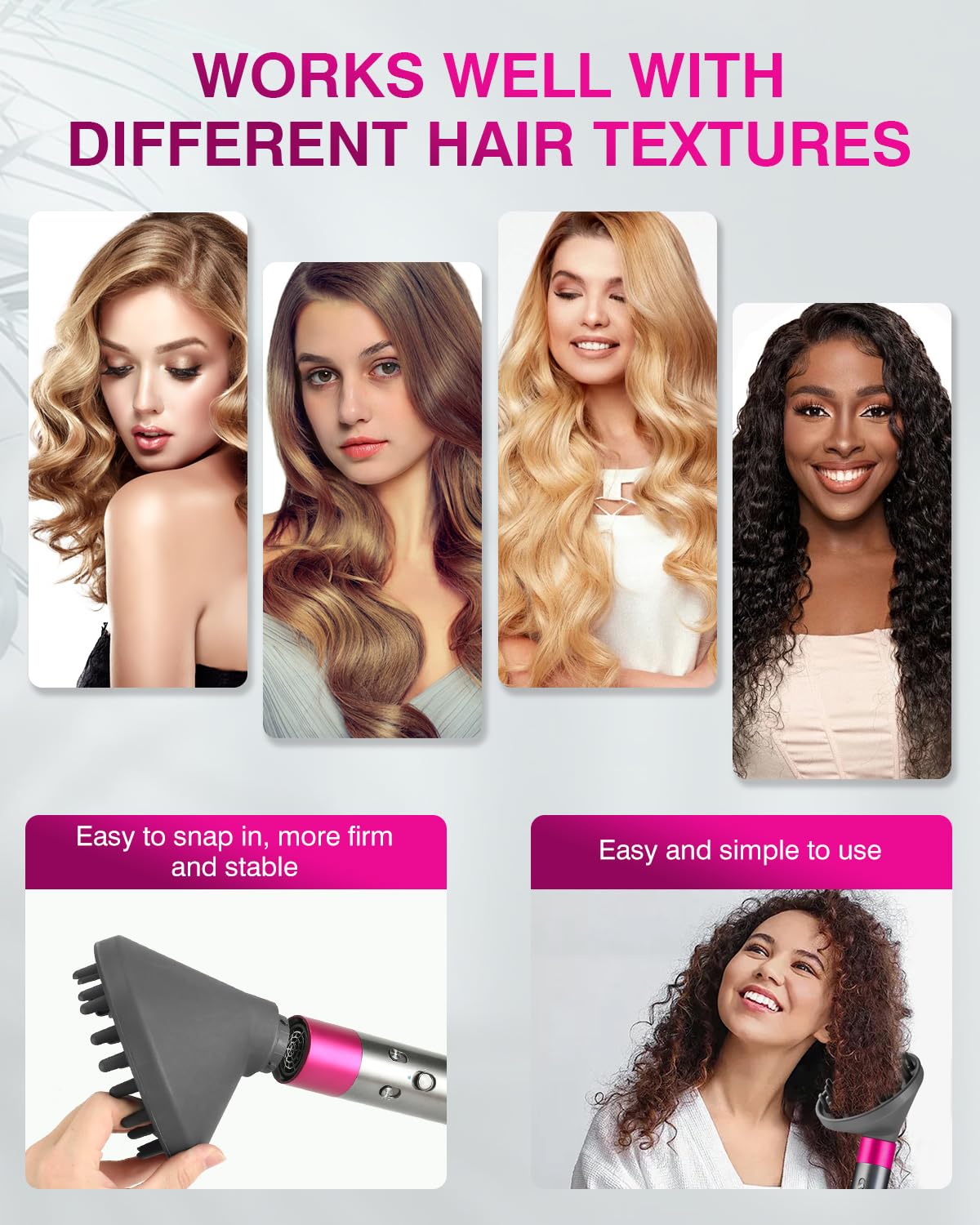 Tosage diffuser nozzle delivers even airflow for reduced frizz and smoother results