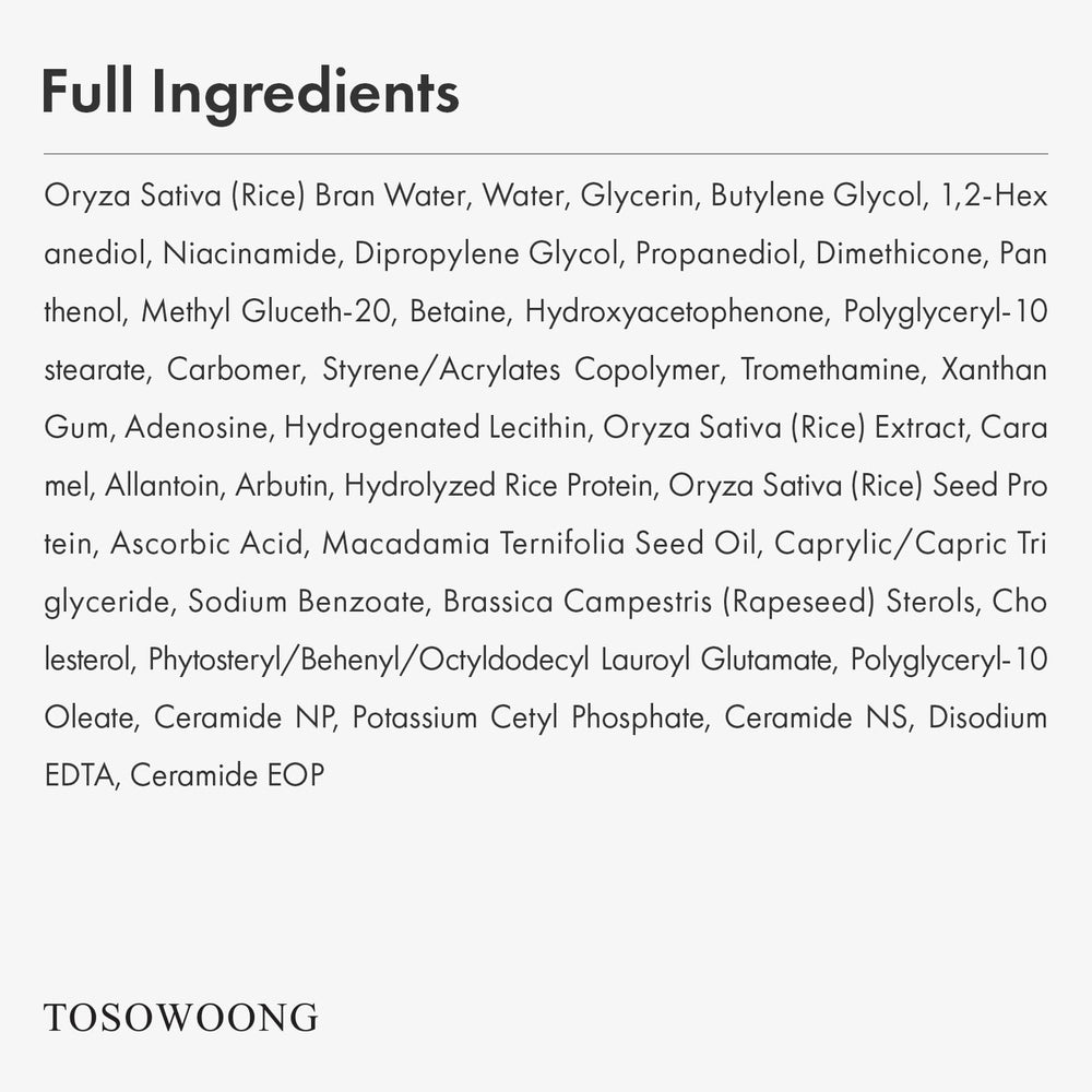 TOSOWOONG Rice Glow Milky Toner packaging box displayed on vanity