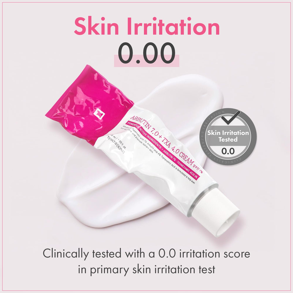 TOSOWOONG Arbutin 7% cream swirl closeup invites thoughts of a smoother, more even complexion.