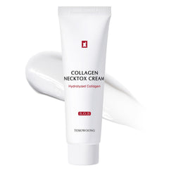 TOSOWOONG Collagen Necktox Cream bottle close-up for neck firming and hydration.
