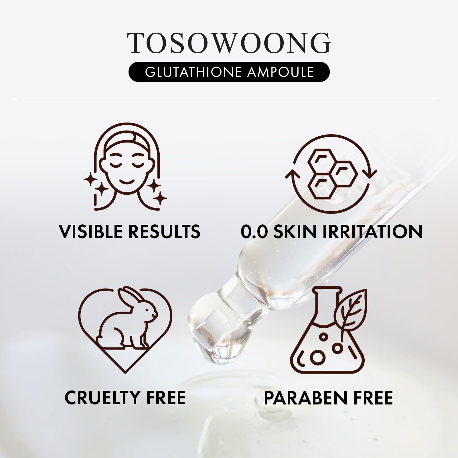 TOSOWOONG Glutathione Serum texture—rich, smooth application for daily use.