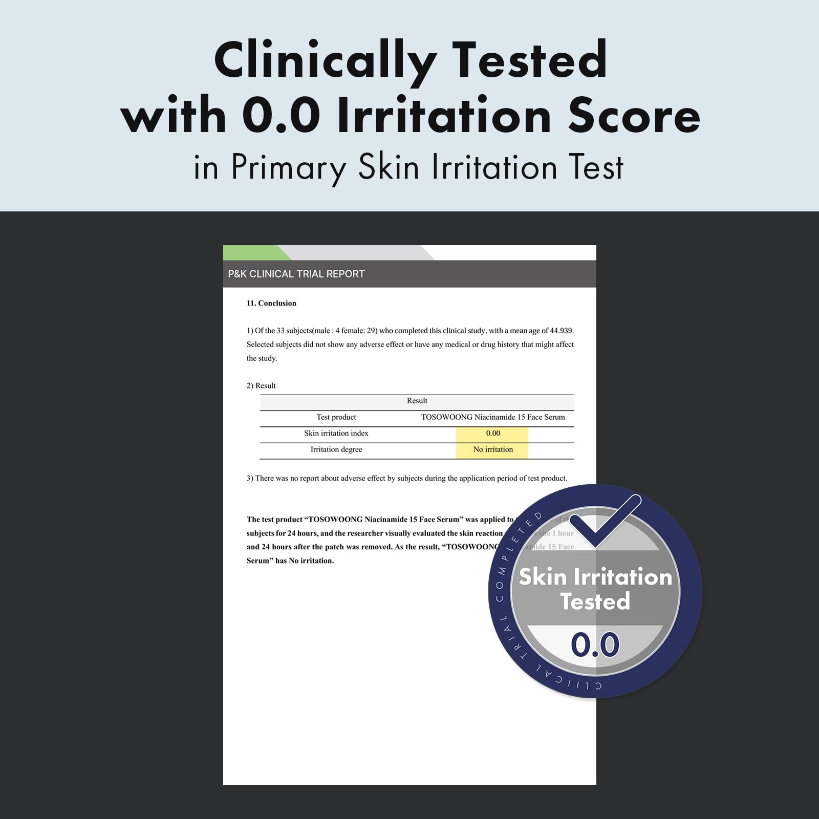 TOSOWOONG Niacinamide 15% serum application on cheek demonstrates gentle absorption