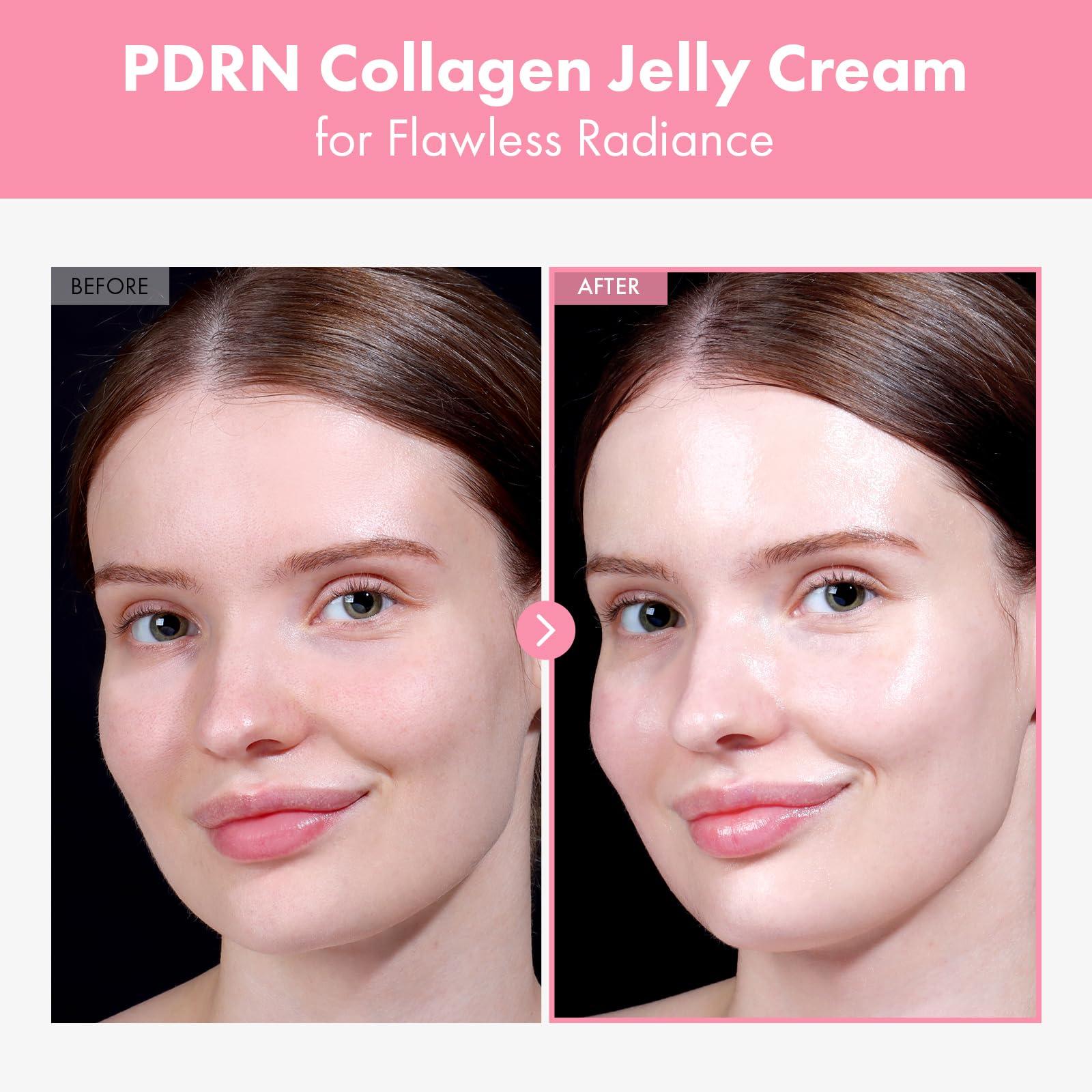 TOSOWOONG PDRN Collagen Jelly Cream application demonstrates soothing hydration on skin.