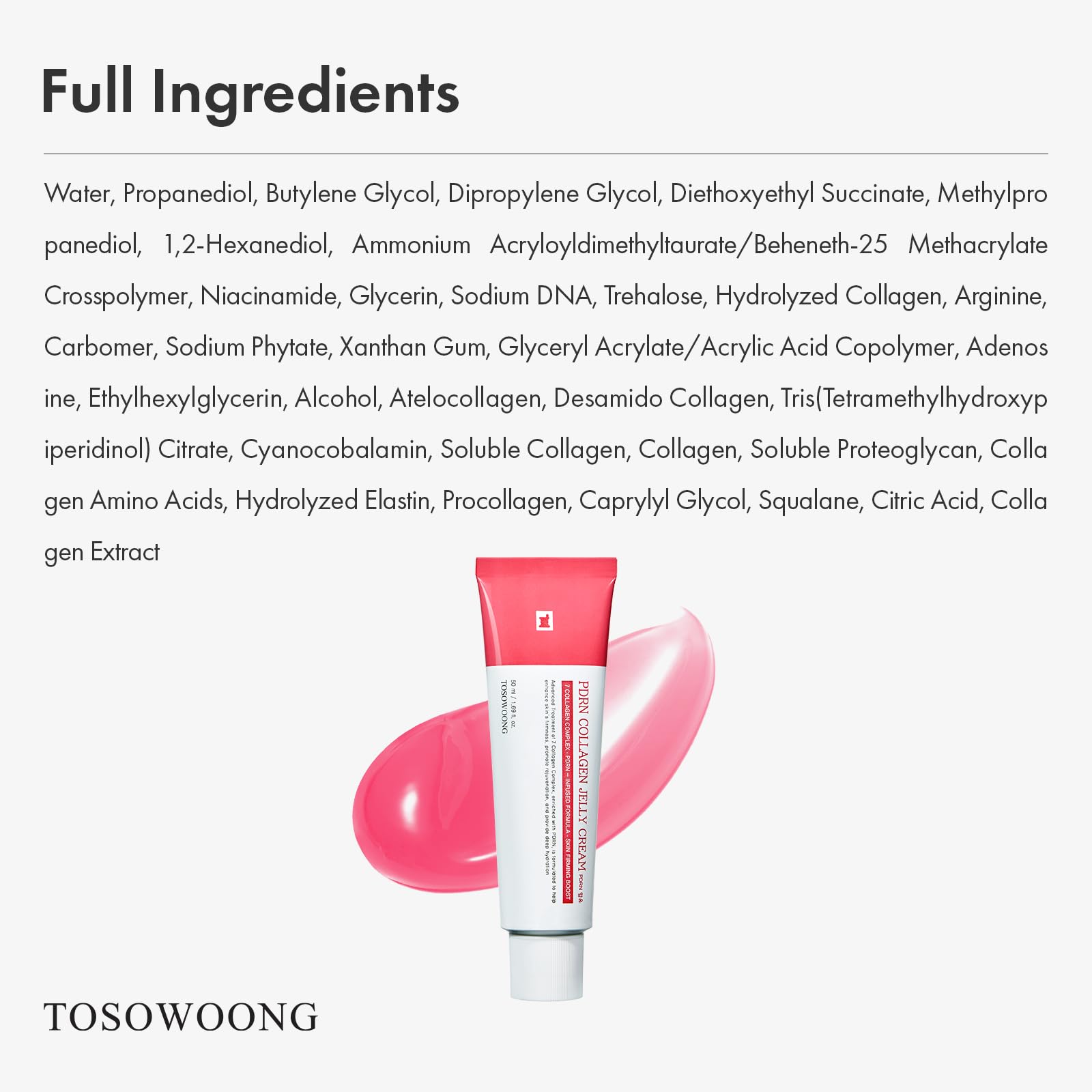 TOSOWOONG PDRN Jelly Cream on skin delivers a smooth, hydrated finish.