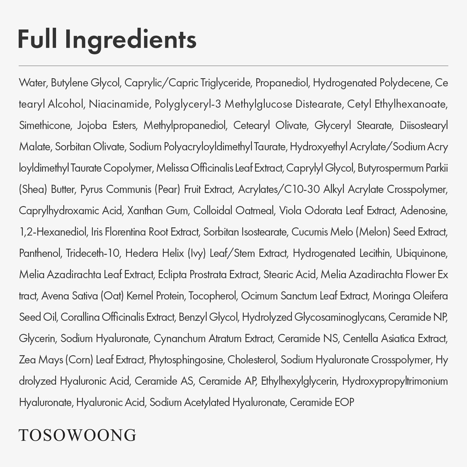 TOSOWOONG Real Oatmeal Relief Cream boosts skin barrier resilience