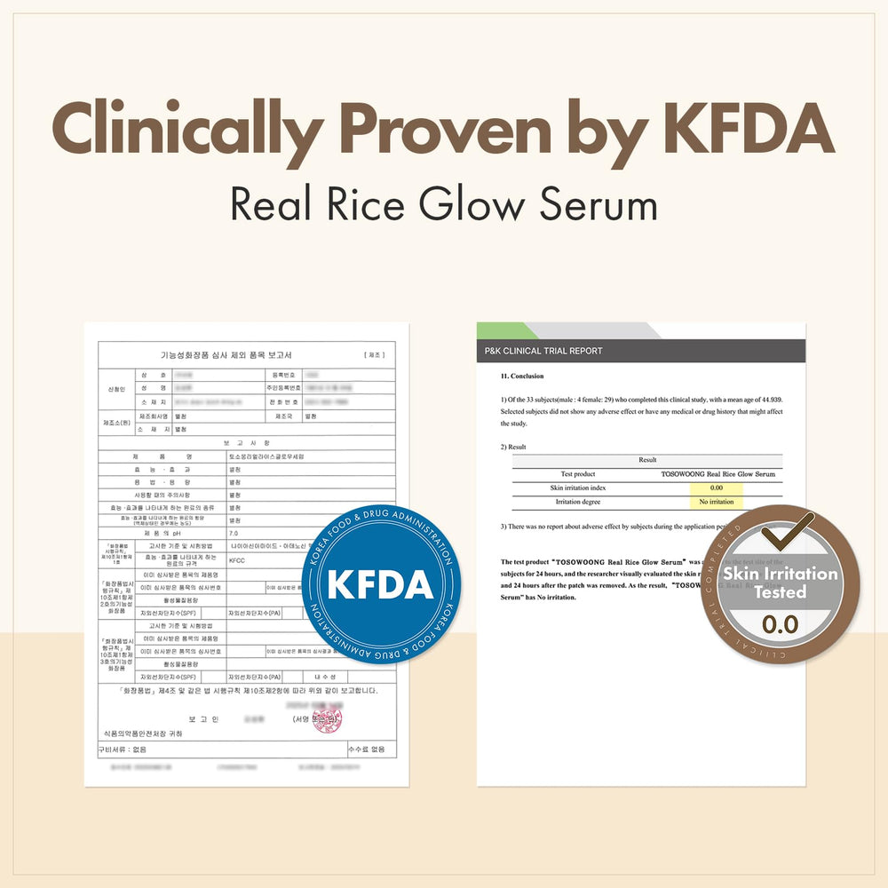Tosowoong Real Rice Glow Serum six-ceramide complex illustration emphasizing skin barrier support.