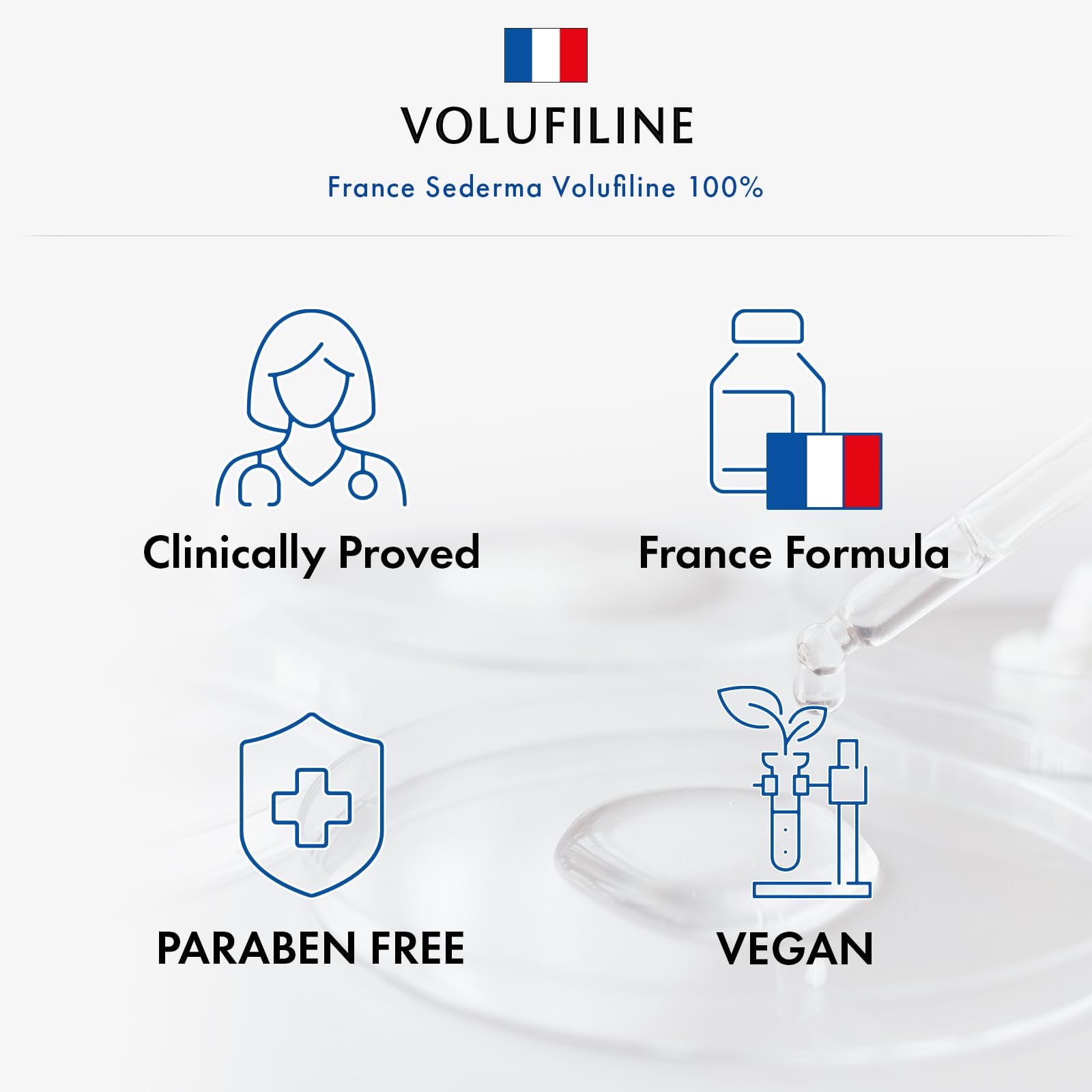 TOSOWOONG Volufiline Serum packaging shot emphasizing premium, France-derived Volufiline concentrate.
