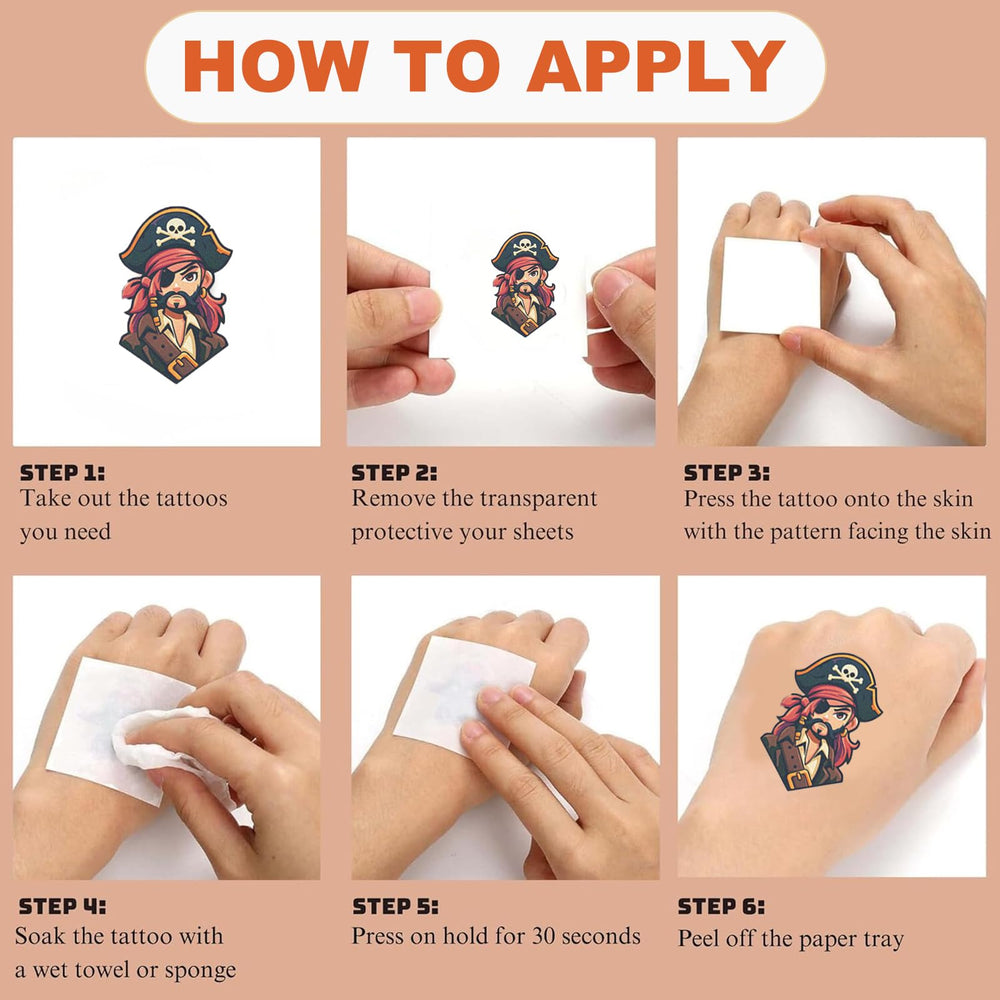 Tostmrks tatuajes pirata diseños variados, fáciles de aplicar y quitar.
