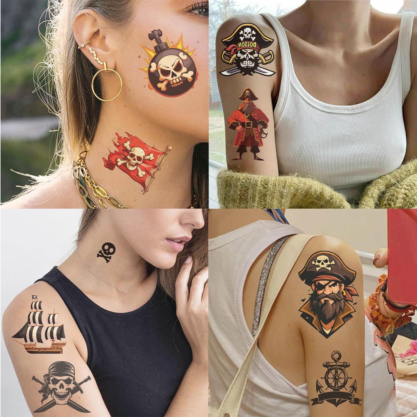 Tostmrks tatuajes pirata mapas del tesoro, perfectos para fiestas o manualidades.