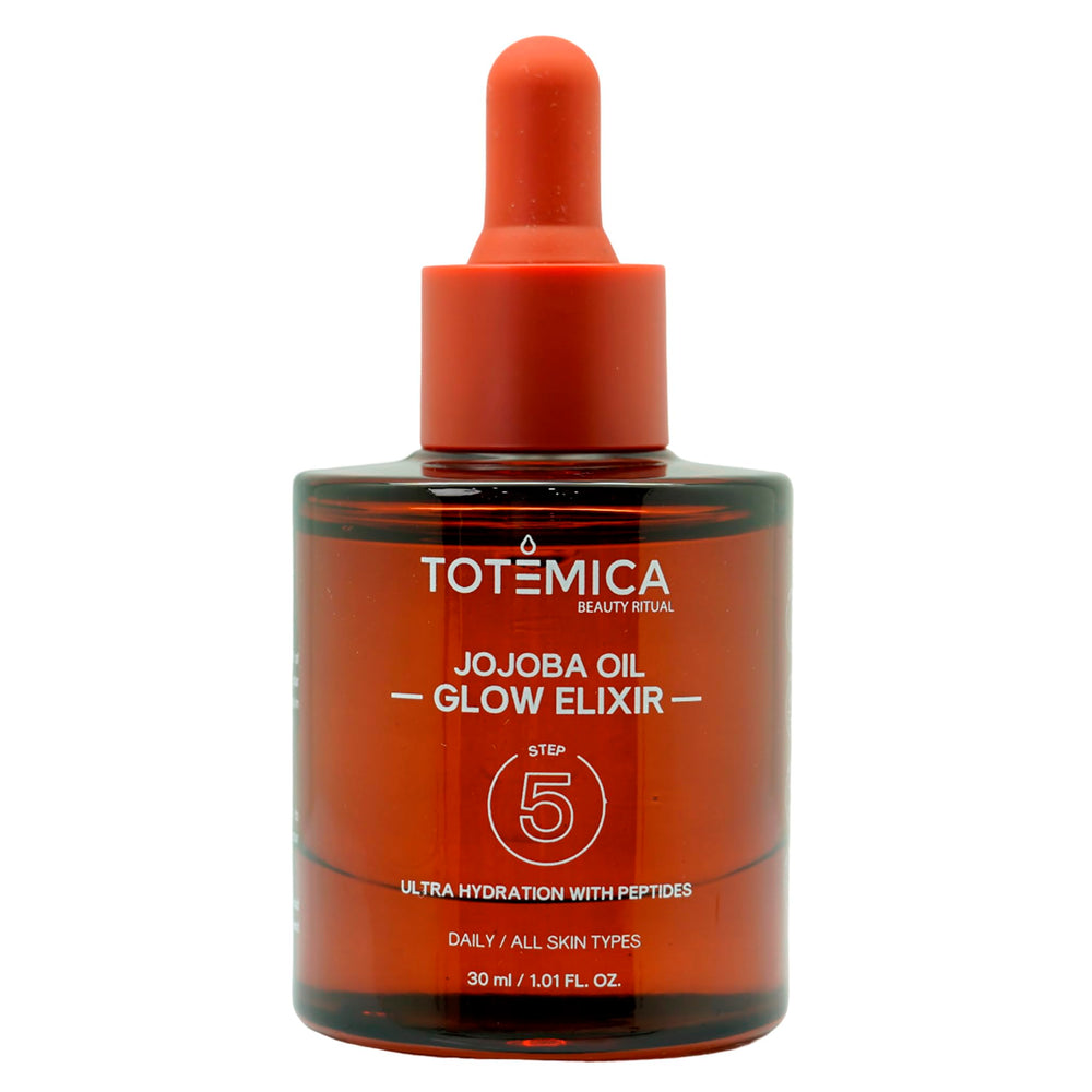 Totemica Jojoba Oil Glow Elixir bottle showing lightweight hydration for radiant skin.