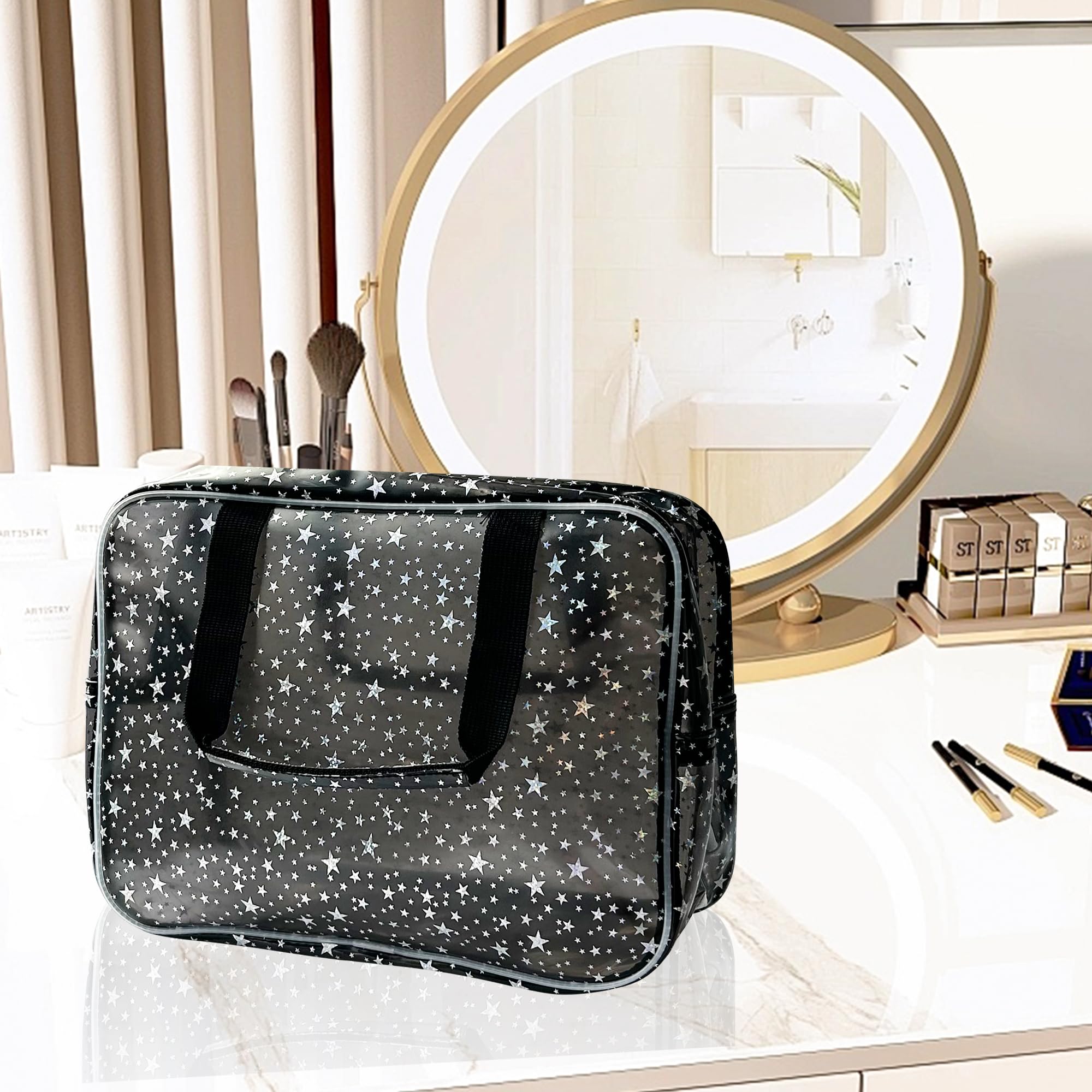 TotePrint Yellow Star Large Cosmetic Bag is lightweight and easy to pack.