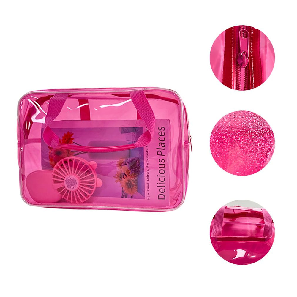 TotePrint hot pink star bag clear interior for visibility.