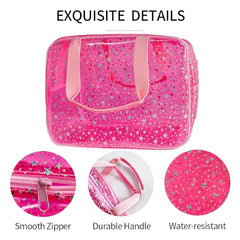 TotePrint hot pink star bag zipper detail ensures quick access.