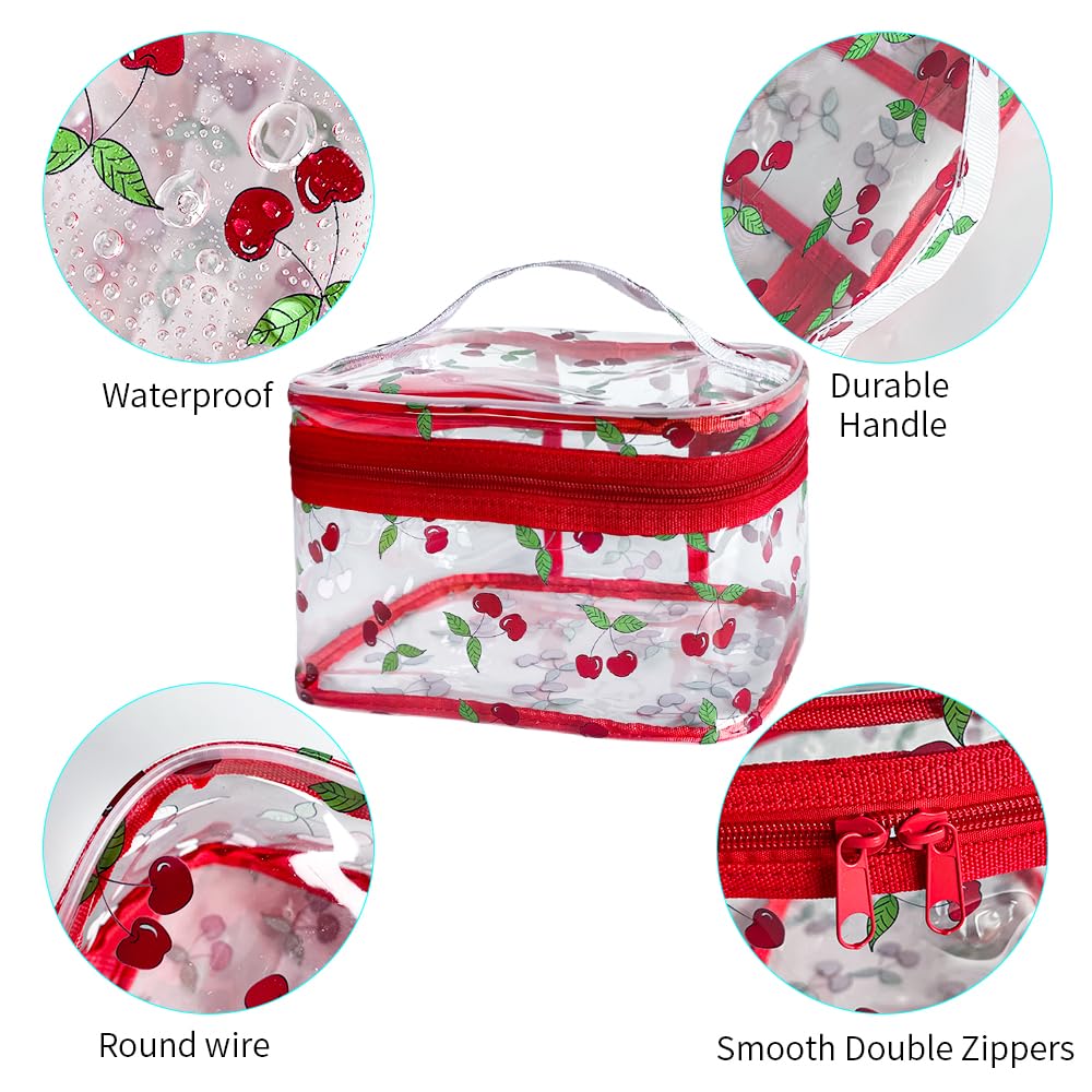 TotePrint Cherry Clear bag opened to reveal organized interior and large capacity.