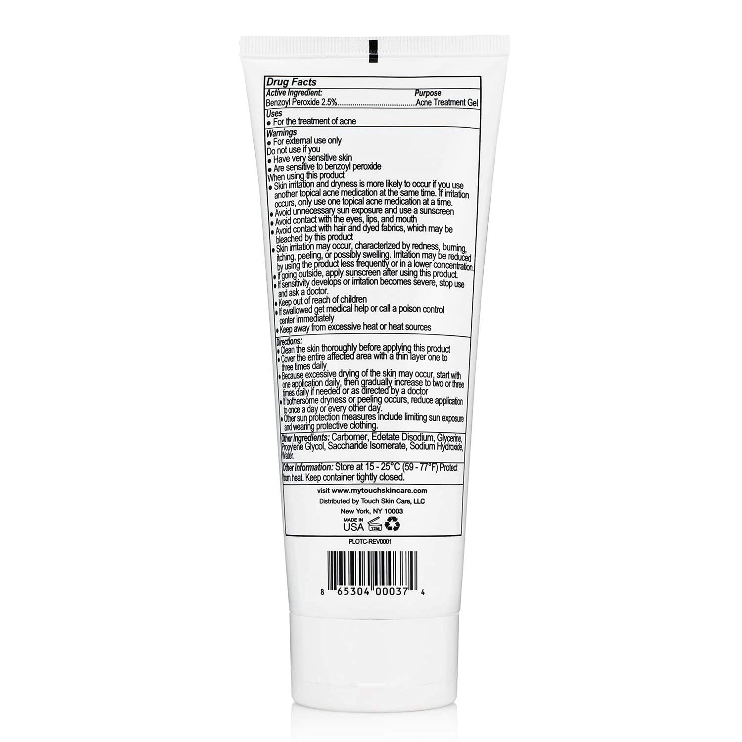 TOUCH benzoyl peroxide gel shows lightweight absorption for daily use
