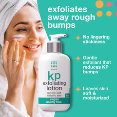 TOUCH Glycolic Acid Lotion hands visual demonstrates targeted smoothing for arms.