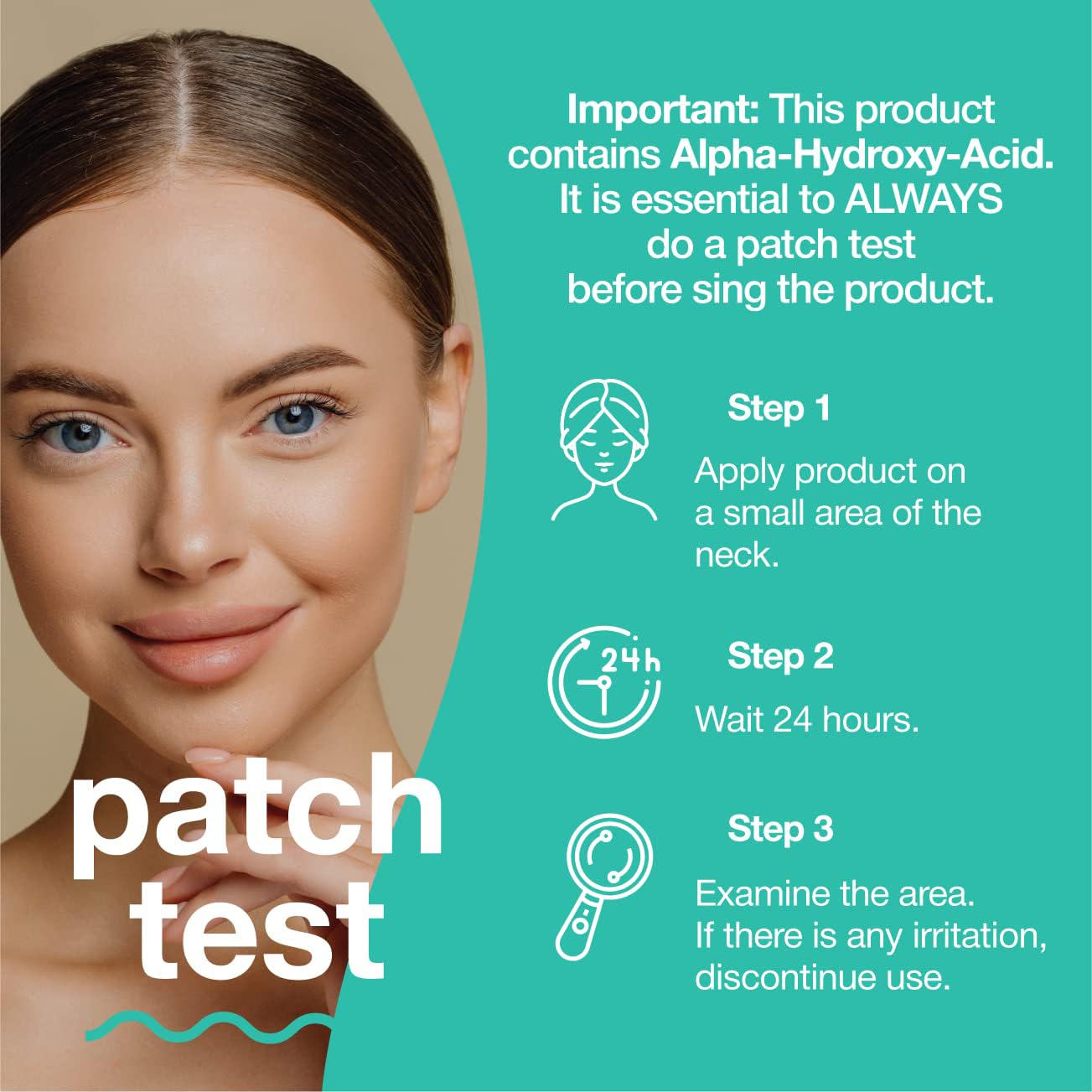 TOUCH Glycolic Acid Lotion pump dispense image indicates easy, clean application.