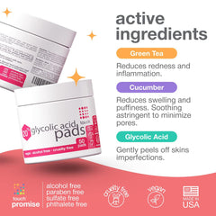 TOUCH glycolic pad application on hand demonstrates safe, easy resurfacing routine.