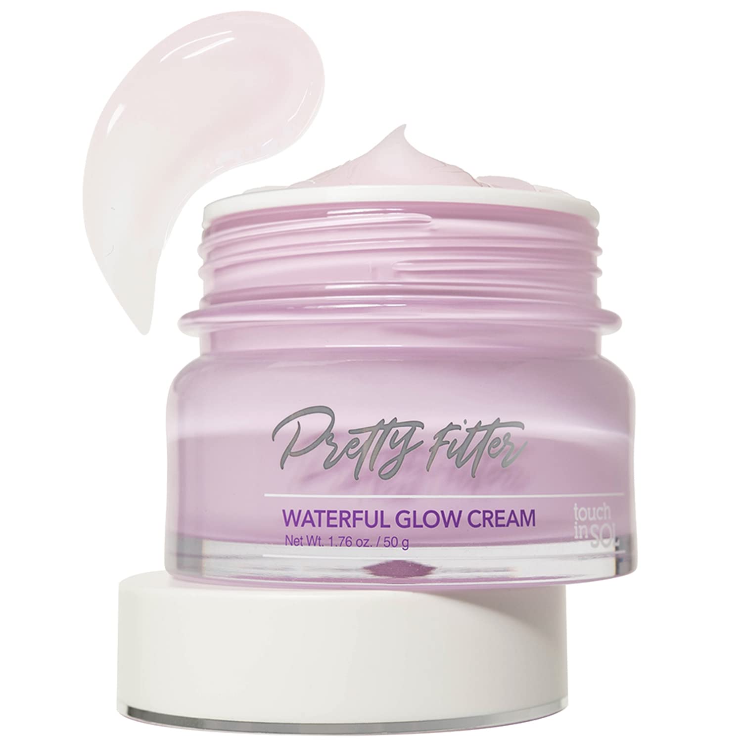 Touch in Sol hydrating gel-cream bottle delivering light, cooling hydration for all-day comfort.