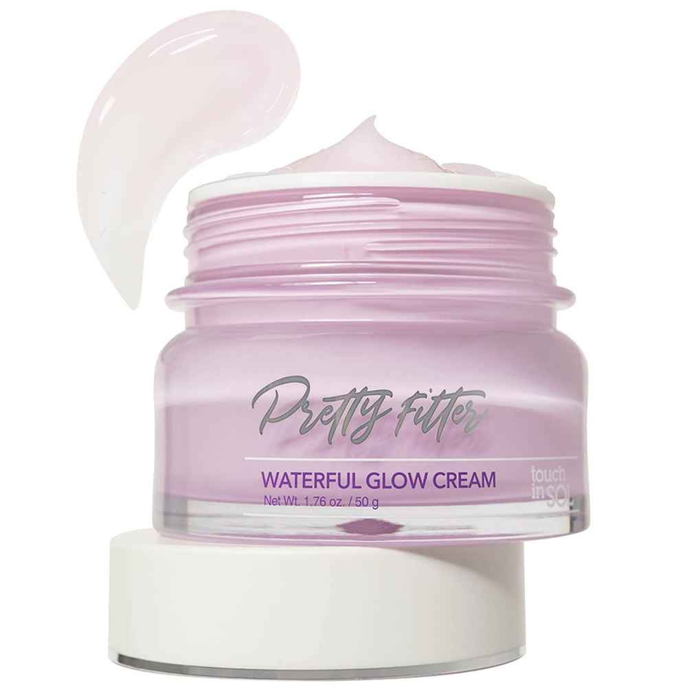 Touch in Sol hydrating gel-cream bottle delivering light, cooling hydration for all-day comfort.