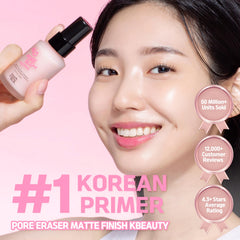 Touch in Sol No Poreblem Primer pump close-up highlighting pore-blurring and oil control.