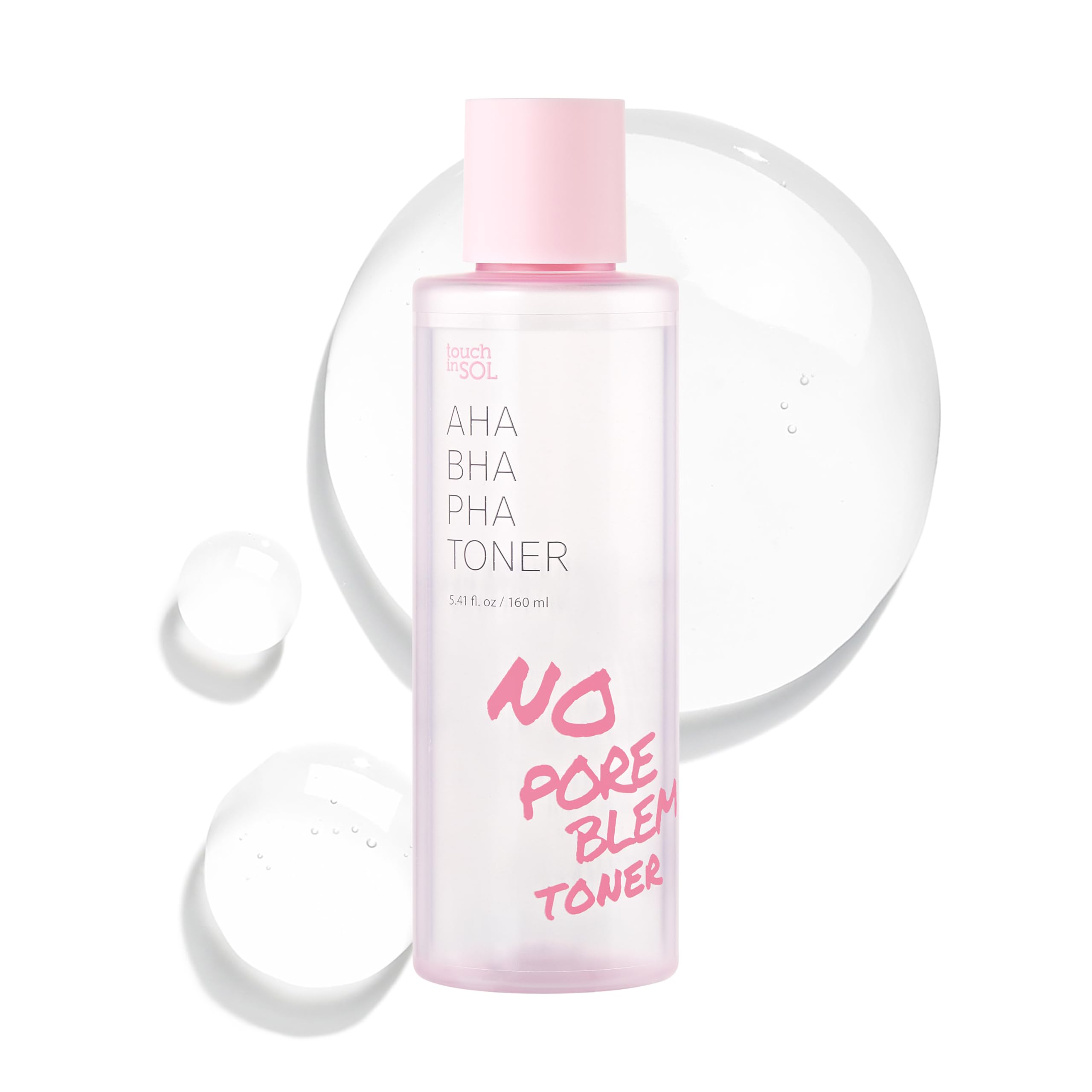 Touch in Sol No Poreblem toner bottle—pore refining for smoother skin.