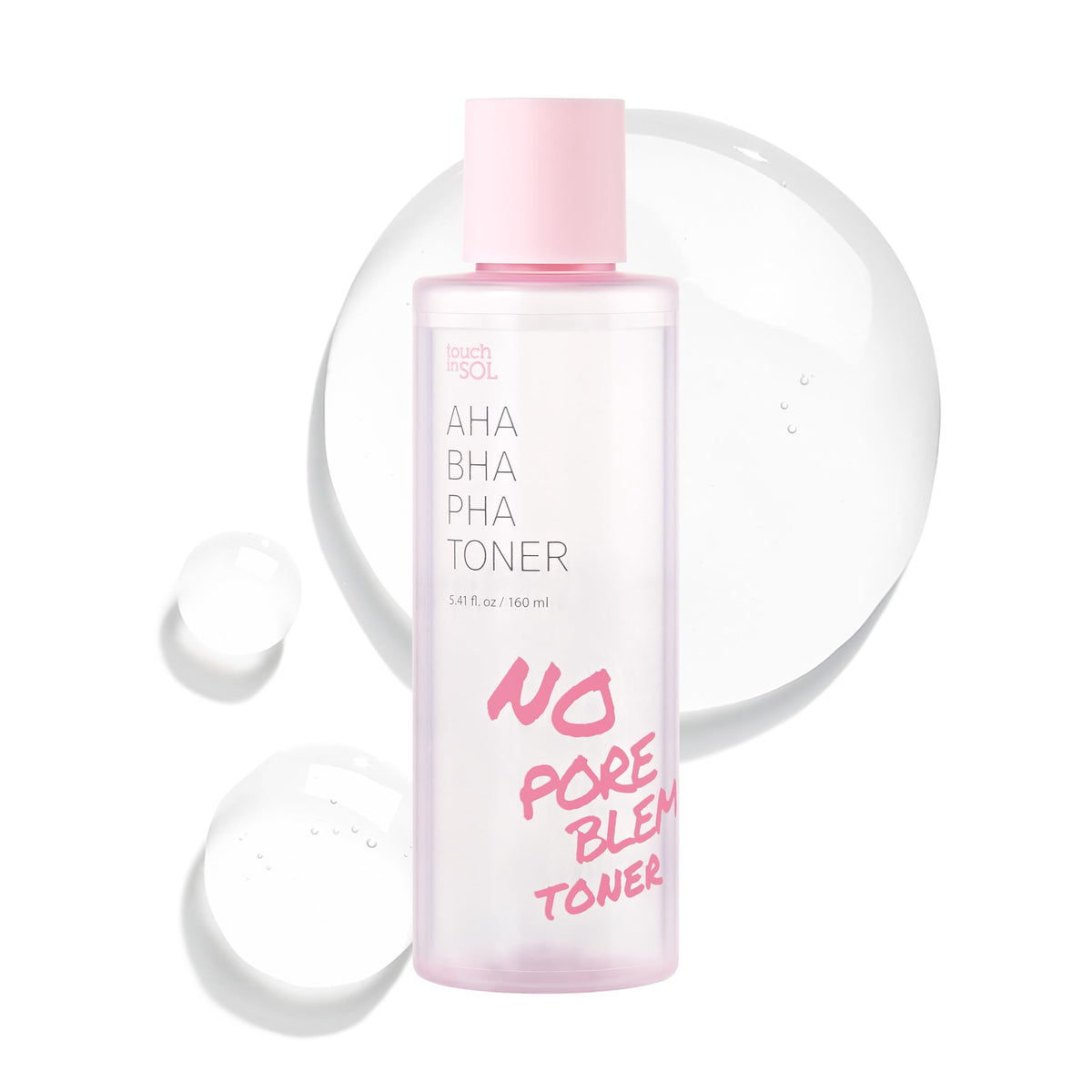 Touch in Sol No Poreblem toner bottle—pore refining for smoother skin.