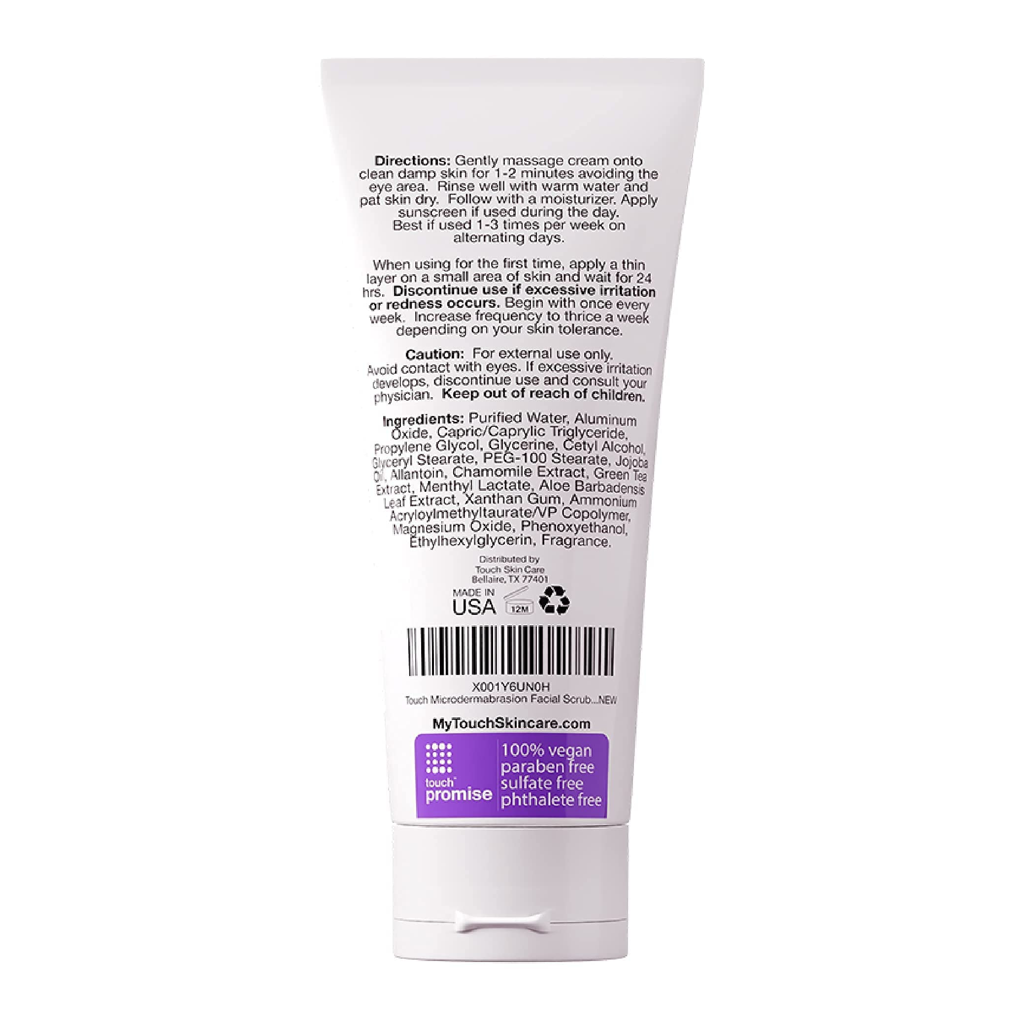 TOUCH microdermabrasion scrub minimalist pump-dispense shows easy use.