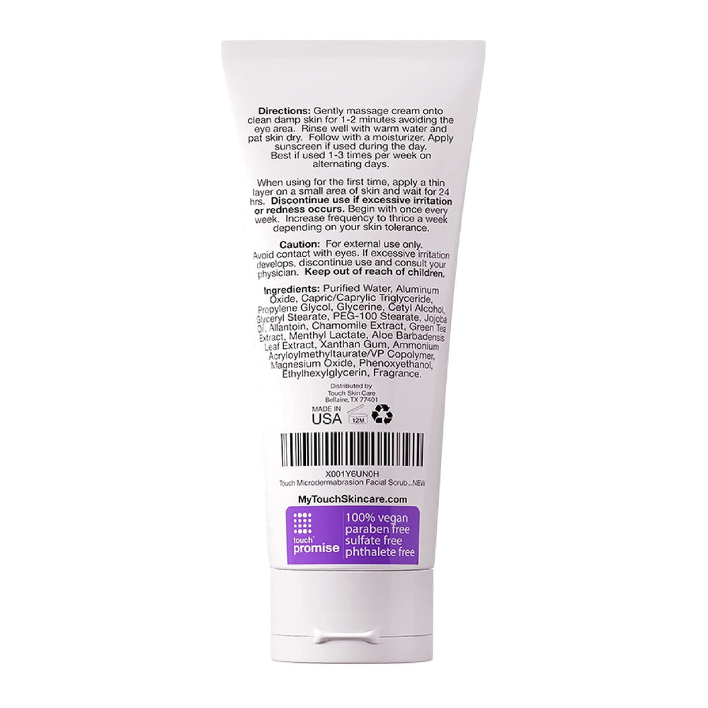 TOUCH microdermabrasion scrub minimalist pump-dispense shows easy use.
