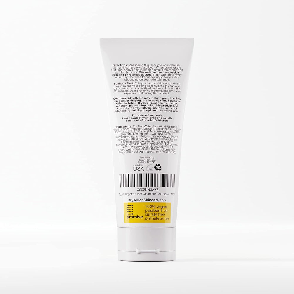TOUCH Radiance Cream routine scene with sunscreen suggests daytime use and protection.