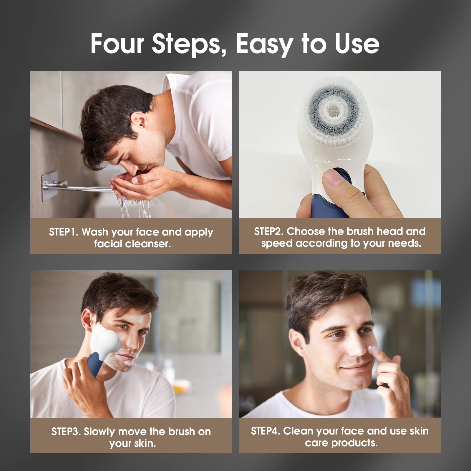 TouchBeauty battery-powered cordless design showcases convenient bathroom or travel use.
