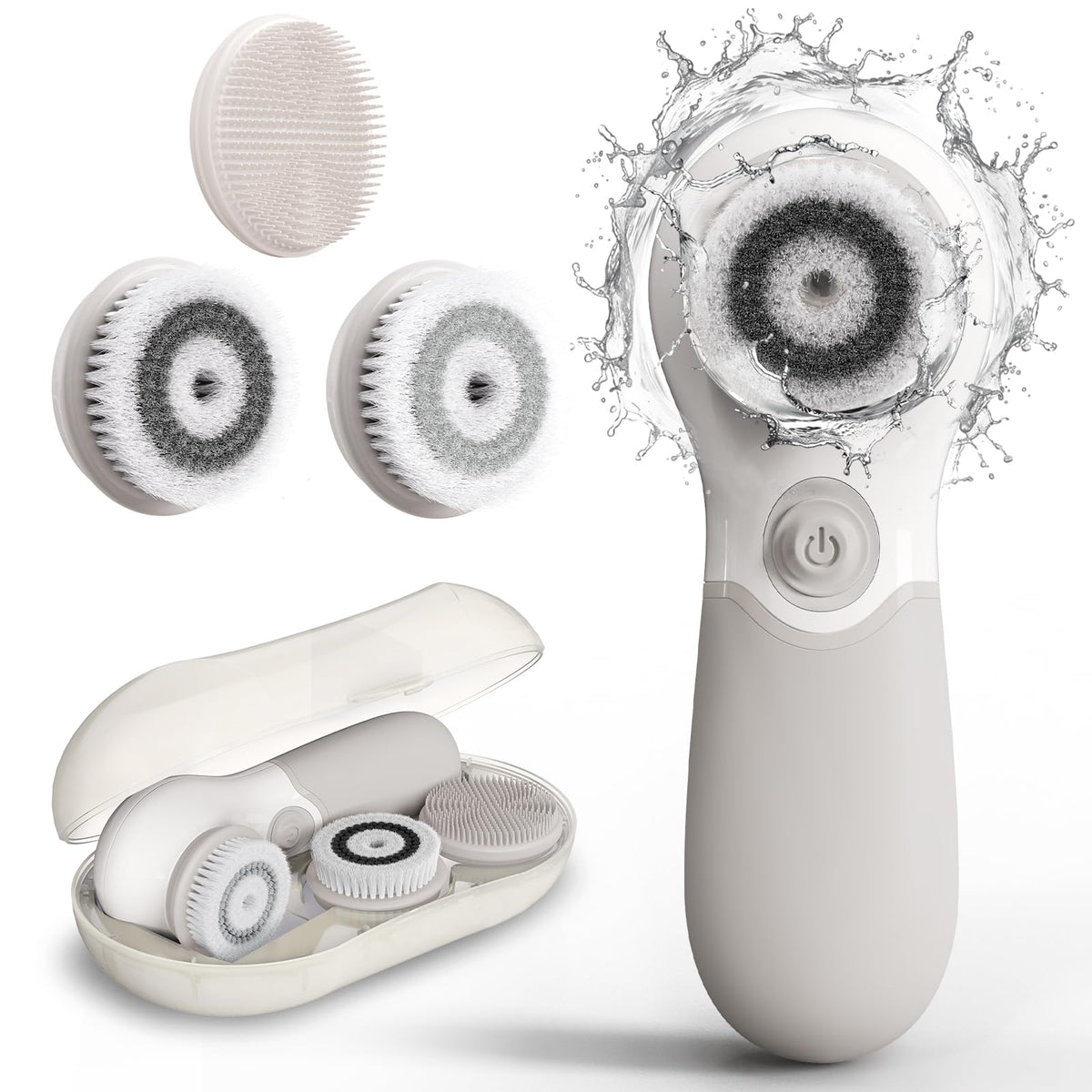 TOUCHBeauty Face Scrubber with three brush heads enables customizable cleansing.