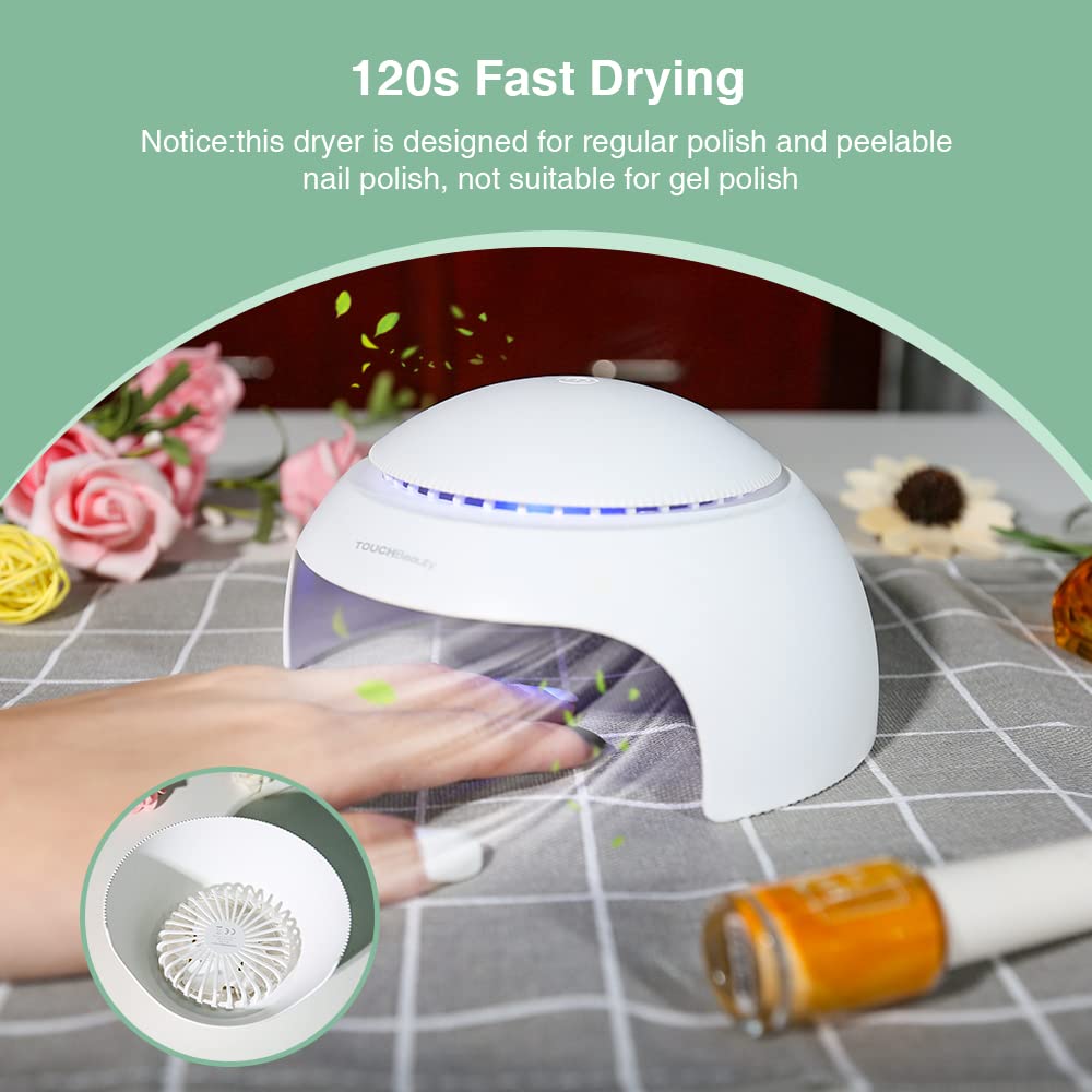 Battery-operated TOUCHBeauty Nail Dryer ensures usability anywhere.