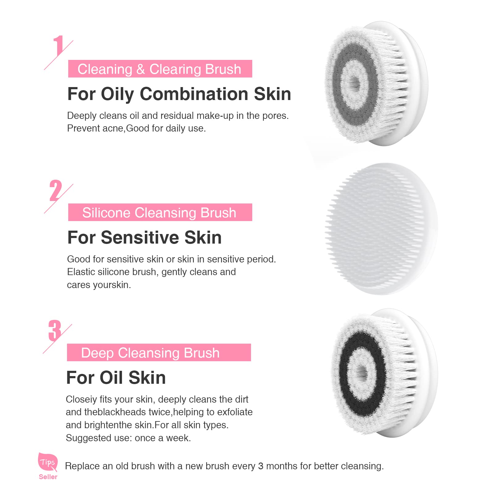 TOUCHBeauty Soft Fiber Head suited for all skin types and daily cleansing.