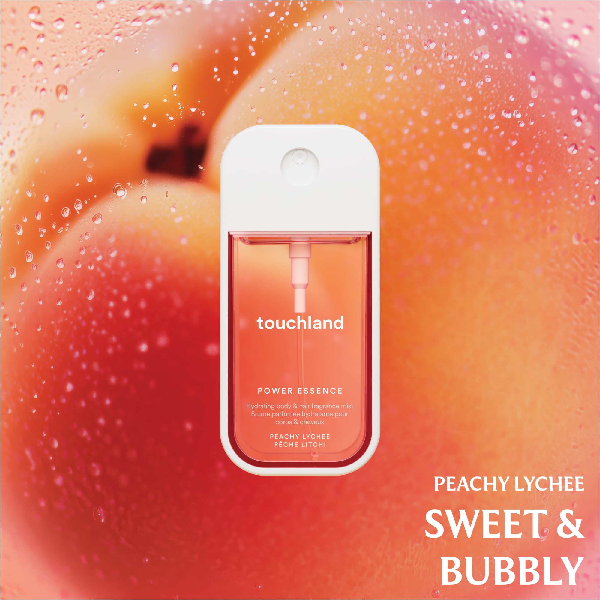 Touchland Fruity Crush mini bottle in hand for quick fragrance touch-ups