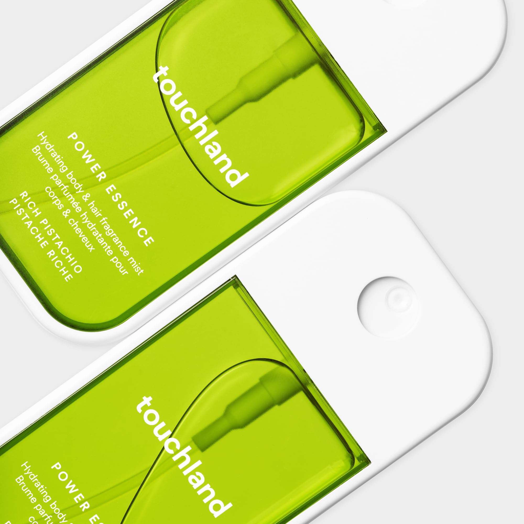 Touchland Rich Pistachio on-the-go mist ready for quick refresh during daily routine.