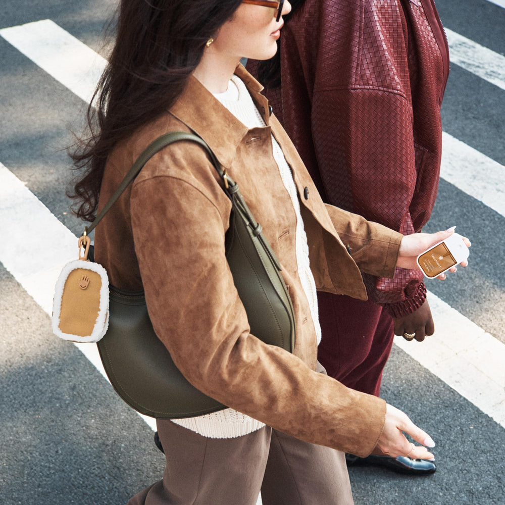 Touchland touchette chestnut color highlights cozy, stylish carry with mini essentials