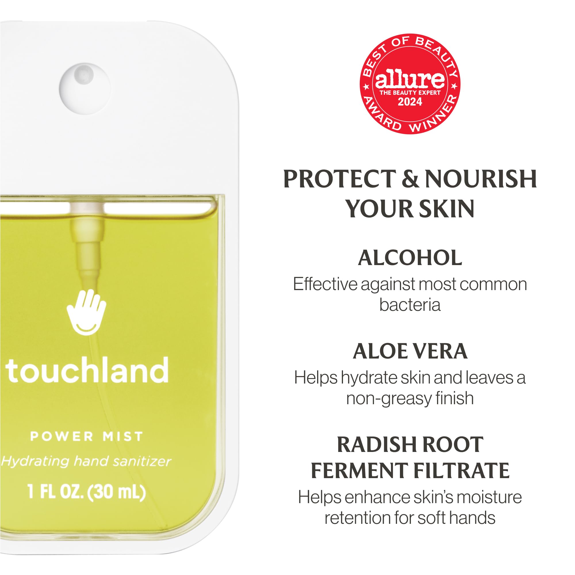Touchland travel-size set packaging highlights compact, bag-friendly design.