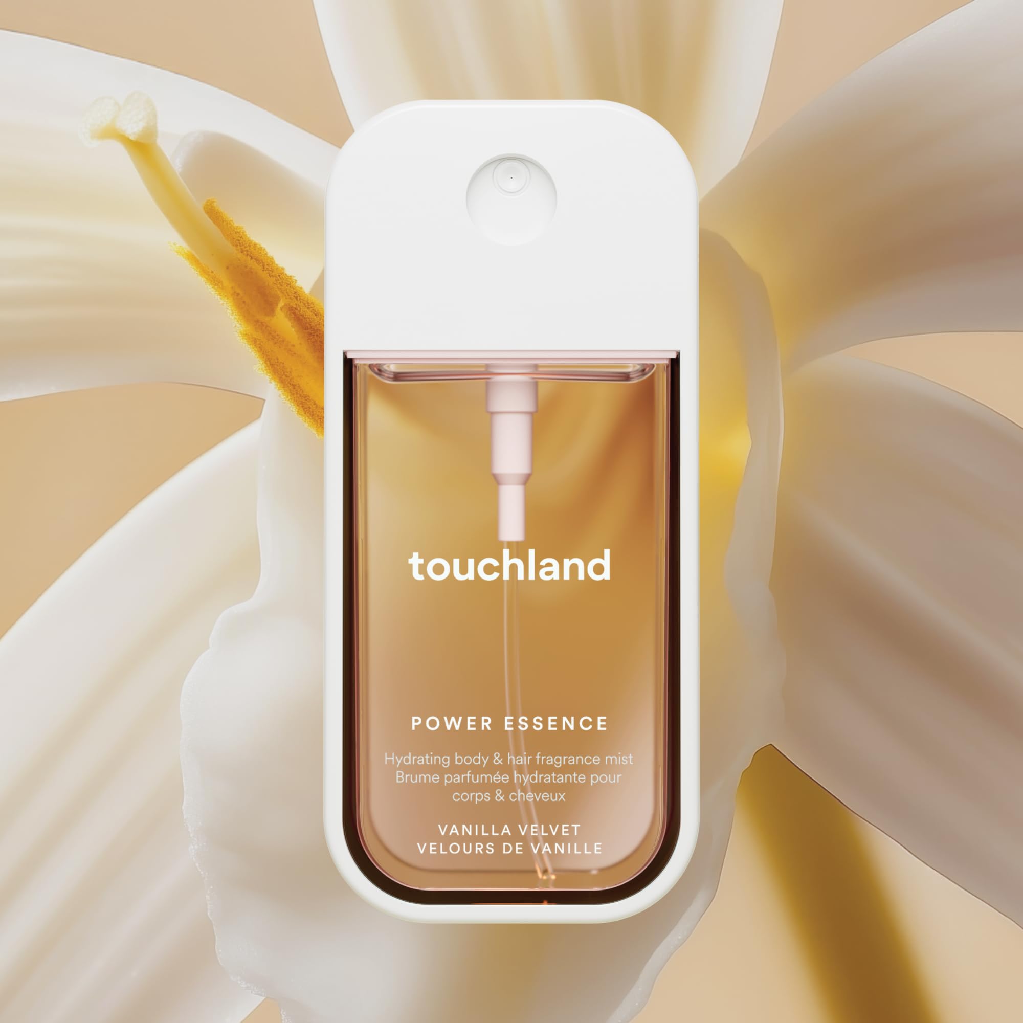 Touchland Vanilla Velvet body-hair application demonstrates versatile usage.