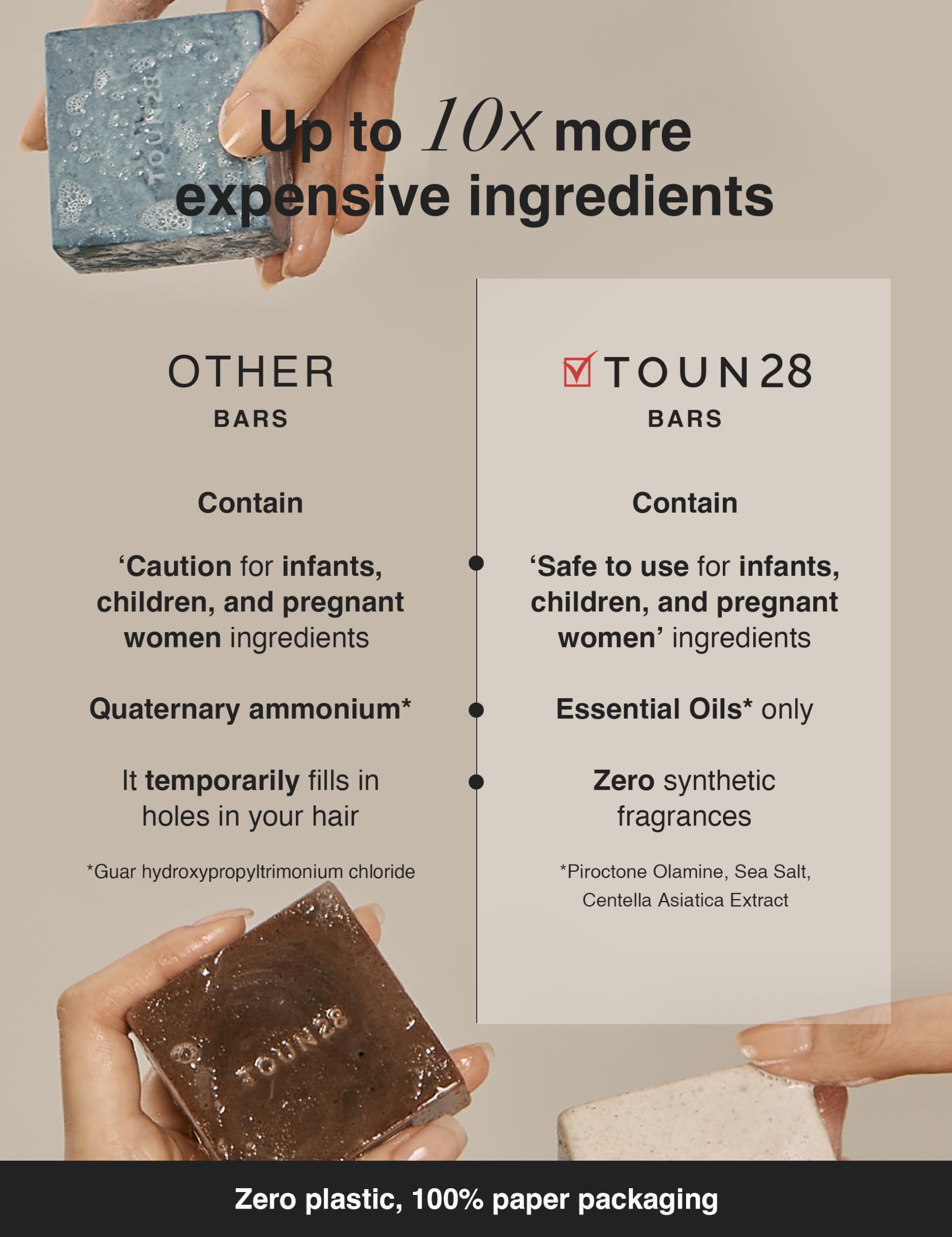 TOUN28 solid shampoo bar lathers for effective cleansing.