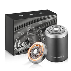 Touobaiili electric foil shaver face close-up shows skin-friendly blades for sensitive skin.