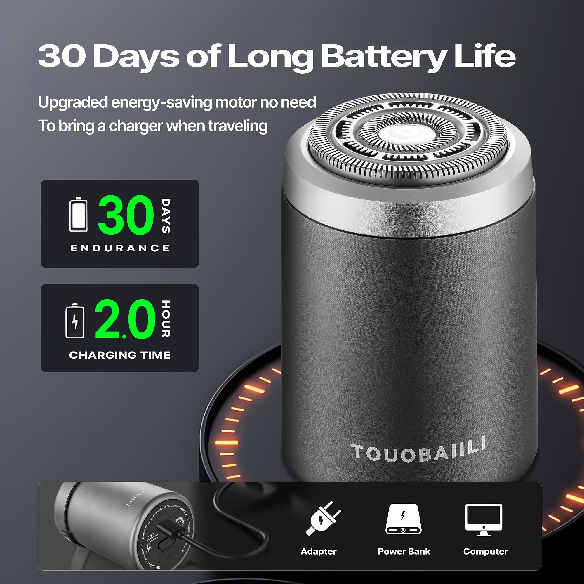 Touobaiili waterproof IPX7 shaver for wet and dry use in shower.