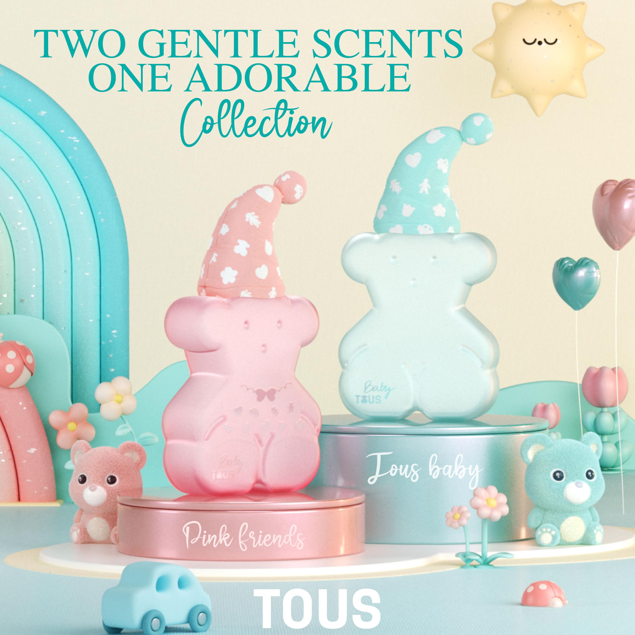 TOUS Baby Cologne application demonstrates gentle spray for sensitive skin